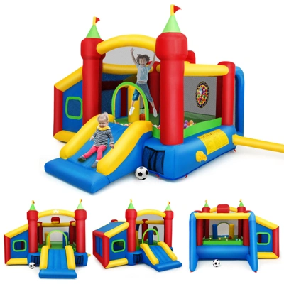 Costway Inflatable Bounce House, 7-in-1 Jump And Slide Bouncer W/ Basketball Rim, Football & Ocean Ball Playing Area, Dart Target(Without Blower) 3 Costway Inflatable Bounce House, 7-in-1 Jump And Slide Bouncer W/ Basketball Rim, Football & Ocean Ball Playing Area, Dart Target(Without Blower) - Image 3