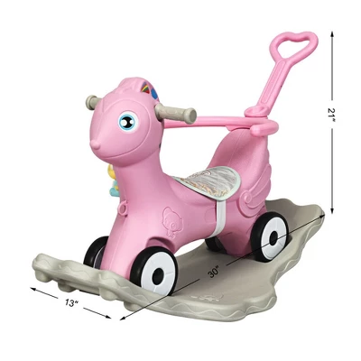 Costway Baby Rocking Horse 4 In 1 Kids Ride On Toy Push Car W/ Music 1 Costway Baby Rocking Horse 4 In 1 Kids Ride On Toy Push Car W/ Music