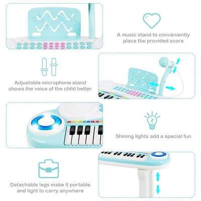 Costway Z-Shaped Kids Toy Keyboard Piano 37-Key Electronic Organ Light W/Microphone 8 Costway Z-Shaped Kids Toy Keyboard Piano 37-Key Electronic Organ Light W/Microphone - Image 8