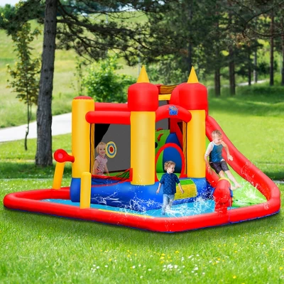 Costway Inflatable Water Slide Jumping Bounce House Bouncy Splash Park With 740W Blower 3 Costway Inflatable Water Slide Jumping Bounce House Bouncy Splash Park With 740W Blower - Image 3