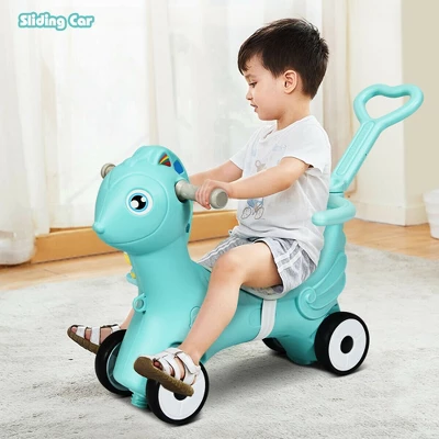 Costway Baby Rocking Horse 4 In 1 Kids Ride On Toy Push Car W/ Music Indoor Outdoor Gift 2 Costway Baby Rocking Horse 4 In 1 Kids Ride On Toy Push Car W/ Music Indoor Outdoor Gift - Image 2