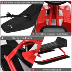 Costway Kids Snow Racer Sled Steering Wheel Double Brakes Pull Rope -Costway Store GUEST 868486b8 e195 4276 8437 95e5add48ec1