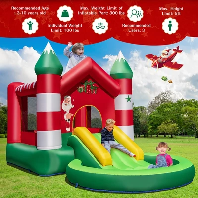 Costway Inflatable Bounce House Kids Christmas W/ Slide & Trampoline & Pool Without Blower 7 Costway Inflatable Bounce House Kids Christmas W/ Slide & Trampoline & Pool Without Blower - Image 7
