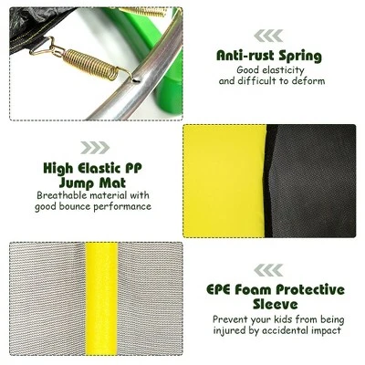 Costway 7 FT Kids Trampoline W/Safety Enclosure Net Spring Pad Indoor Outdoor Heavy Duty YellowBlue 7 Costway 7 FT Kids Trampoline W/Safety Enclosure Net Spring Pad Indoor Outdoor Heavy Duty YellowBlue - Image 7