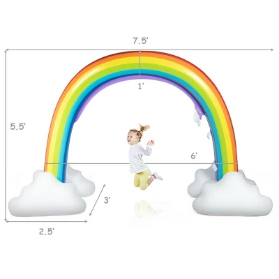 Costway Inflatable Rainbow Yard Summer Sprinkler Toy,7.5 Feet Long,Eco-Friendly PVC Kids Water Toys 5 Costway Inflatable Rainbow Yard Summer Sprinkler Toy,7.5 Feet Long,Eco-Friendly PVC Kids Water Toys - Image 5