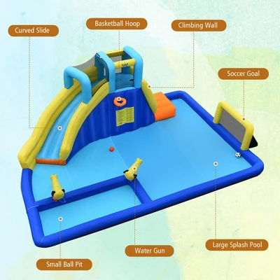 Costway Inflatable Water Slide Climbing Bounce House Splash Pool W/ 735W Blower 8 Costway Inflatable Water Slide Climbing Bounce House Splash Pool W/ 735W Blower - Image 8