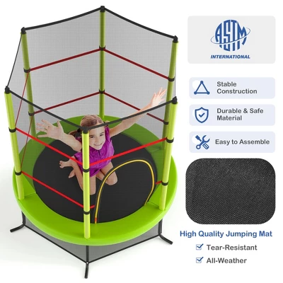 Costway Youth Jumping Round Trampoline 55'' Exercise W/ Safety Pad Enclosure Combo Kids BlueGreeRed 5 Costway Youth Jumping Round Trampoline 55'' Exercise W/ Safety Pad Enclosure Combo Kids BlueGreeRed - Image 5