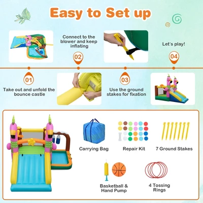 Costway Flamingo-Themed Bounce Castle 7-in-1 Kids Inflatable Jumping House 8 Costway Flamingo-Themed Bounce Castle 7-in-1 Kids Inflatable Jumping House - Image 8