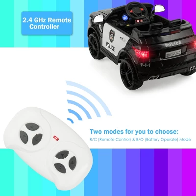 Costway Kids 12V Electric Ride On Car Police Car With Remote Control BlackWhite 5 Costway Kids 12V Electric Ride On Car Police Car With Remote Control BlackWhite - Image 5