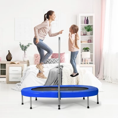 Costway Foldable Trampoline Double Mini Kids Fitness Rebounder W/ Adjustable Handle RedBlue 6 Costway Foldable Trampoline Double Mini Kids Fitness Rebounder W/ Adjustable Handle RedBlue - Image 6