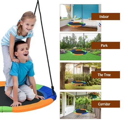 Costway 40'' Flying Saucer Tree Swing Outdoor Play Set W/ Adjustable Ropes Colorful/Camouflage Green 5 Costway 40'' Flying Saucer Tree Swing Outdoor Play Set W/ Adjustable Ropes Colorful/Camouflage Green - Image 5
