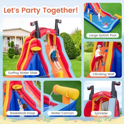 Costway Inflatable Water Slide Park Pirate Theme Bouncer Playhouse Castle With 735W Blower 5 Costway Inflatable Water Slide Park Pirate Theme Bouncer Playhouse Castle With 735W Blower - Image 5