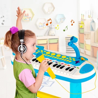 Costway 31 Key Kids Piano Keyboard Toy Toddler Musical Instrument W/ Microphone PinkBlue 2 Costway 31 Key Kids Piano Keyboard Toy Toddler Musical Instrument W/ Microphone PinkBlue - Image 2