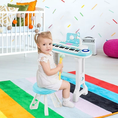 Costway 37-Key Kids Piano Keyboard Playset Electronic Organ Light BluePink 2 Costway 37-Key Kids Piano Keyboard Playset Electronic Organ Light BluePink - Image 2