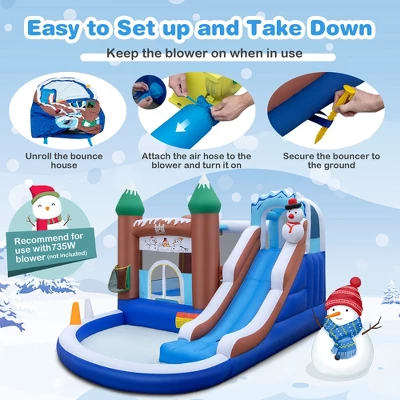 Costway 6-in-1 Winter Theme Snowman Inflatable Castle Kids Bounce House Without Blower 7 Costway 6-in-1 Winter Theme Snowman Inflatable Castle Kids Bounce House Without Blower - Image 7