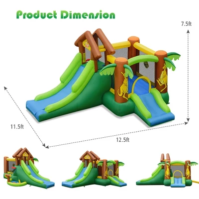 Costway Kids Inflatable Jungle Bounce House Dual Slide Jumping Castle Bouncer 1 Costway Kids Inflatable Jungle Bounce House Dual Slide Jumping Castle Bouncer