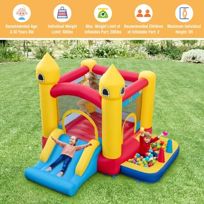 Costway Kids Bouncy Castle With Slide & Ball Pit Pool Ocean Balls & 480W Blower Included 4 Costway Kids Bouncy Castle With Slide & Ball Pit Pool Ocean Balls & 480W Blower Included - Image 4