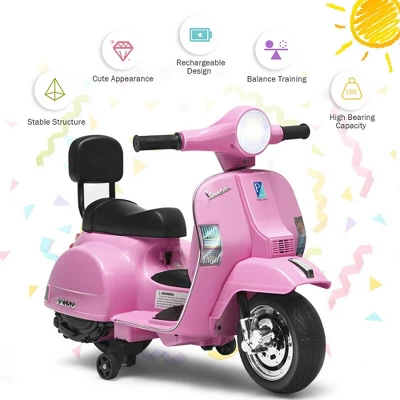 Costway 6V Kids Ride On Vespa Scooter Motorcycle For Toddler W/ Training Wheels PinkBlueGreenBlack 4 Costway 6V Kids Ride On Vespa Scooter Motorcycle For Toddler W/ Training Wheels PinkBlueGreenBlack - Image 4