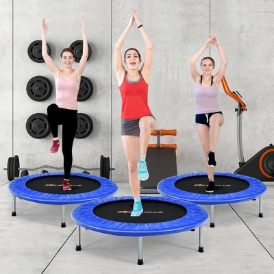 Costway 38'' Mini Folding Trampoline Portable Recreational Fitness Rebounder PinkBlue 1 Costway 38'' Mini Folding Trampoline Portable Recreational Fitness Rebounder PinkBlue