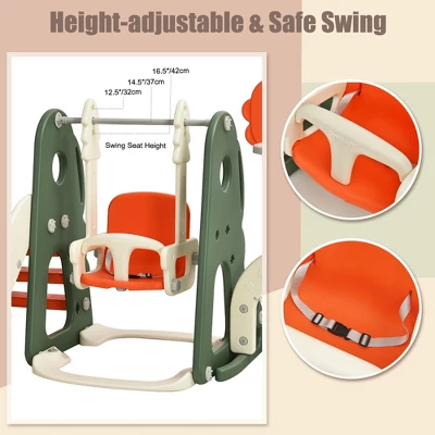 Costway 6 In 1 Toddler Slide And Swing Set Climber Playset W/ Ball Games WhiteOrange 4 Costway 6 In 1 Toddler Slide And Swing Set Climber Playset W/ Ball Games WhiteOrange - Image 4