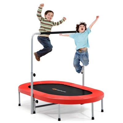 Costway 50'' Trampoline For 2 People Foldable Rebouncer W/Adjustable Handrail RedBlue 11 Costway 50'' Trampoline For 2 People Foldable Rebouncer W/Adjustable Handrail RedBlue - Image 11
