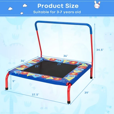 Costway 36" Kids Square Trampoline Indoor Outdoor Rebounder W/Foam Handrail Alphabet Pad 3 Costway 36" Kids Square Trampoline Indoor Outdoor Rebounder W/Foam Handrail Alphabet Pad - Image 3
