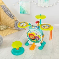 Costway 3-Piece Electric Kids Drum Set Musical Toy Gift W/Microphone Stool Pedal