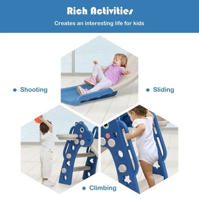 Costway 3 In 1 Kids Slide Baby Play Climber Slide Set W/Basketball Hoop 6 Costway 3 In 1 Kids Slide Baby Play Climber Slide Set W/Basketball Hoop - Image 6