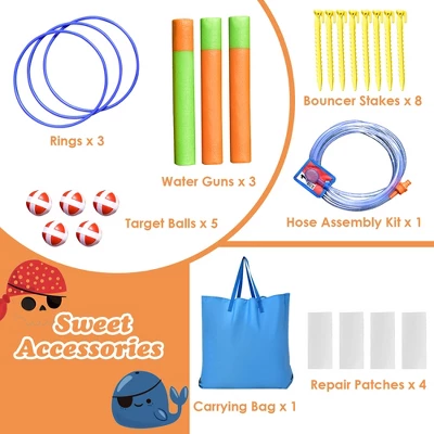 Costway 6-in-1 Pirate Ship Waterslide Kid Inflatable Castle W/Water Blasters Blower Excluded 8 Costway 6-in-1 Pirate Ship Waterslide Kid Inflatable Castle W/Water Blasters Blower Excluded - Image 8