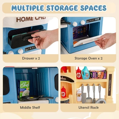 Costway Kids Play Kitchen Set 69PC Kitchen Playset Toys W/ Realistic Lights & Sounds 7 Costway Kids Play Kitchen Set 69PC Kitchen Playset Toys W/ Realistic Lights & Sounds - Image 7