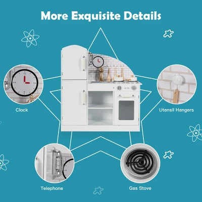 Costway Kids Kitchen Playset Pretend Play Cooking Set W/Vivid Faucet & Telephone 9 Costway Kids Kitchen Playset Pretend Play Cooking Set W/Vivid Faucet & Telephone - Image 9