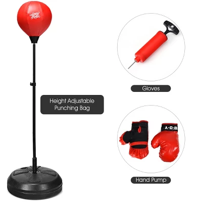 Costway Boxing Punching Bag W/Height Adjustable Stand Boxing Gloves 4 Costway Boxing Punching Bag W/Height Adjustable Stand Boxing Gloves - Image 4