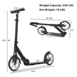 Costway Folding Kick Scooter Lightweight Sports Scooter For Teens Adult Wish Strap 8'' Wheel