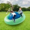 Costway 7.5 FT Inflatable Dome Rocker Bouncer With 6 Handles Fun Outdoor Game For Kids Green/Pink