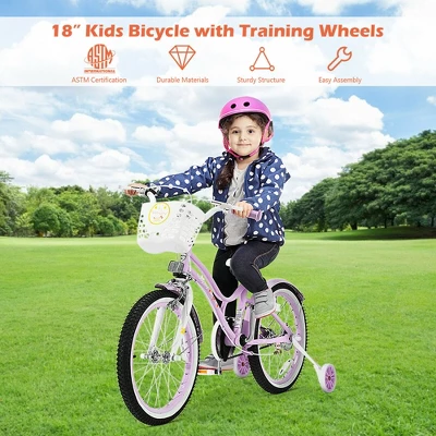Costway 18'' Kids Bike Toddlers Freestyle Adjustable Bicycle W/ Training Wheels 4 Costway 18'' Kids Bike Toddlers Freestyle Adjustable Bicycle W/ Training Wheels - Image 4