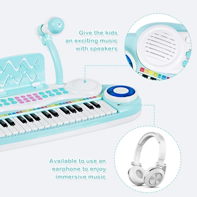 Costway Z-Shaped Kids Toy Keyboard Piano 37-Key Electronic Organ Light W/Microphone 7 Costway Z-Shaped Kids Toy Keyboard Piano 37-Key Electronic Organ Light W/Microphone - Image 7