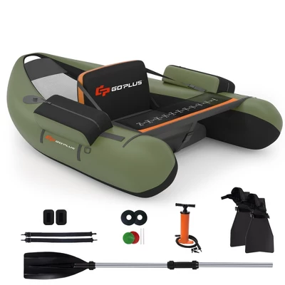 Costway Inflatable Fishing Float Tube W/Pump & Storage Pockets & Fish Ruler GrayBeigeGreen 11 Costway Inflatable Fishing Float Tube W/Pump & Storage Pockets & Fish Ruler GrayBeigeGreen - Image 11