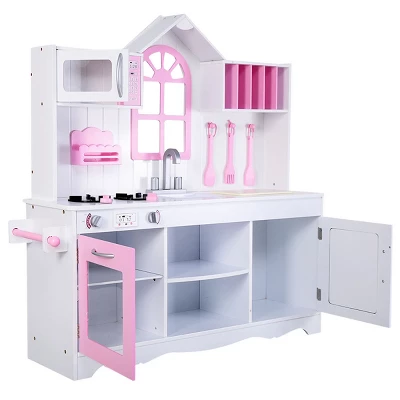 Costway Kids Wood Kitchen Toy Cooking Pretend Play Set Toddler Wooden Playset 2 Costway Kids Wood Kitchen Toy Cooking Pretend Play Set Toddler Wooden Playset - Image 2