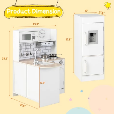 Costway Kids Corner Kitchen Playset Wooden Play Kitchen With Microwave&Fridge For Toddlers 2 Costway Kids Corner Kitchen Playset Wooden Play Kitchen With Microwave&Fridge For Toddlers - Image 2