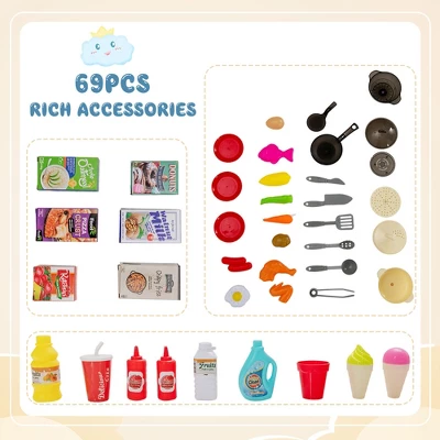 Costway Kids Play Kitchen Set 69PC Kitchen Playset Toys W/ Realistic Lights & Sounds 8 Costway Kids Play Kitchen Set 69PC Kitchen Playset Toys W/ Realistic Lights & Sounds - Image 8