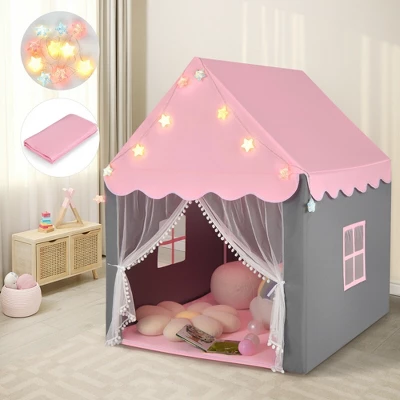 Costway Kids Playhouse Tent Large Castle Fairy Tent Gift W/Star Lights Mat 11 Costway Kids Playhouse Tent Large Castle Fairy Tent Gift W/Star Lights Mat - Image 11