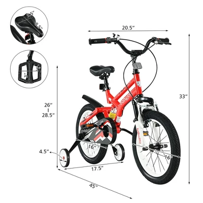 Costway 16'' Kids Bike Toddlers Adjustable Freestyle Bicycle W/ Training Wheels 1 Costway 16'' Kids Bike Toddlers Adjustable Freestyle Bicycle W/ Training Wheels