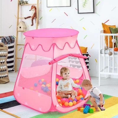 Costway Kid Outdoor Indoor Princess Play Tent Playhouse Ball Tent Toddler Toys W/ 100 Balls 2 Costway Kid Outdoor Indoor Princess Play Tent Playhouse Ball Tent Toddler Toys W/ 100 Balls - Image 2