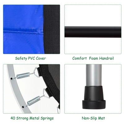 Costway Foldable Trampoline Double Mini Kids Fitness Rebounder W/ Adjustable Handle RedBlue 8 Costway Foldable Trampoline Double Mini Kids Fitness Rebounder W/ Adjustable Handle RedBlue - Image 8