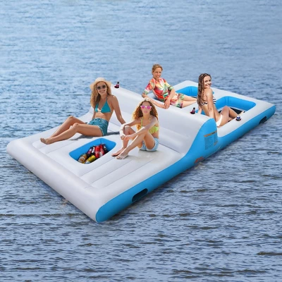 Costway Giant 4 Person Inflatable Island Lake Floating Lounge Raft W/ 130W Electric Air Pump 9 Costway Giant 4 Person Inflatable Island Lake Floating Lounge Raft W/ 130W Electric Air Pump - Image 9