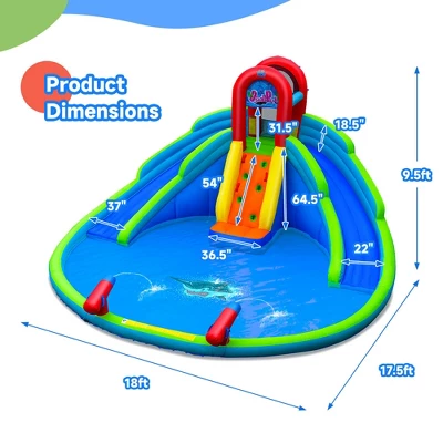 Costway Inflatable Waterslide Wet & Dry Bounce House W/Upgraded Handrail Blower Excluded 1 Costway Inflatable Waterslide Wet & Dry Bounce House W/Upgraded Handrail Blower Excluded