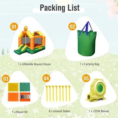 Costway Inflatable Bounce Castle Jumping House Kids Playhouse W/ Slide & 735W Blower 9 Costway Inflatable Bounce Castle Jumping House Kids Playhouse W/ Slide & 735W Blower - Image 9