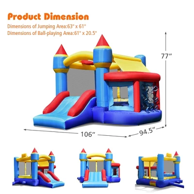 Costway InflatableBounce House Castle Slide Bouncer Kids Shooting Net/Without Blower 1 Costway InflatableBounce House Castle Slide Bouncer Kids Shooting Net/Without Blower