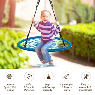 Costway 40'' Spider Web Tree Swing Kids Outdoor Play Set W/ Adjustable Ropes Gift OrangeBlueGreen 8 Costway 40'' Spider Web Tree Swing Kids Outdoor Play Set W/ Adjustable Ropes Gift OrangeBlueGreen - Image 8
