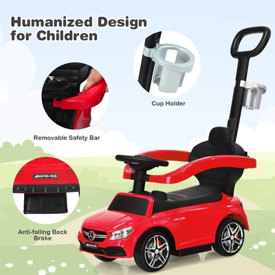 Costway 3 In 1 Ride On Push Car Mercedes Benz Toddler Stroller Sliding Car WhiteBlueRed 8 Costway 3 In 1 Ride On Push Car Mercedes Benz Toddler Stroller Sliding Car WhiteBlueRed - Image 8